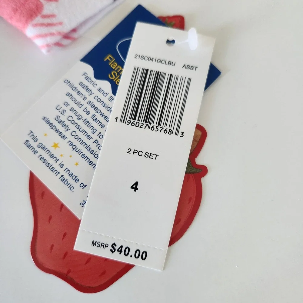 Kidcore‎ Strawberry Shortcake Pajama Set Kids Size 4 Sleepwear 2 Piece NWT